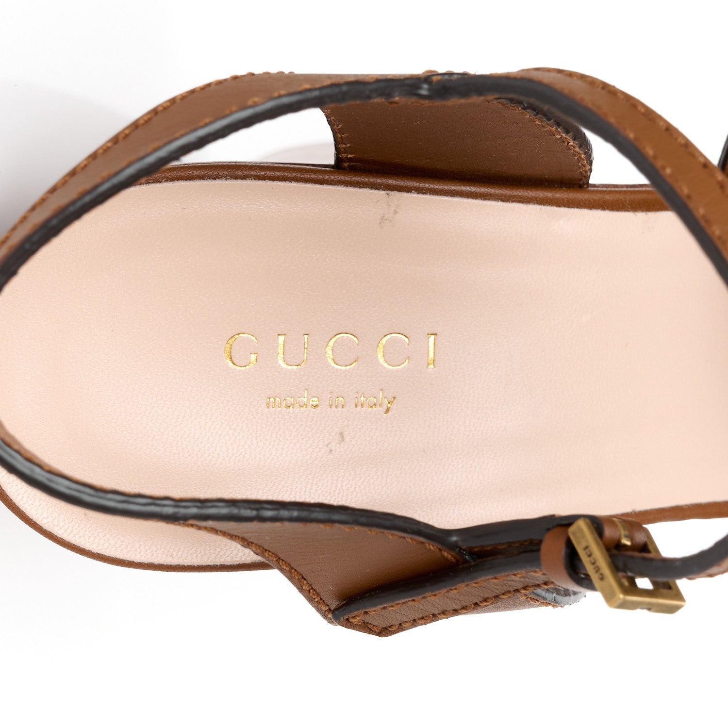 Gucci Cosmos Softy Calfskin Wooden Interlocking G Cut-Out 30/120mm Platform Sandals 40 Cuir 7 of 8
