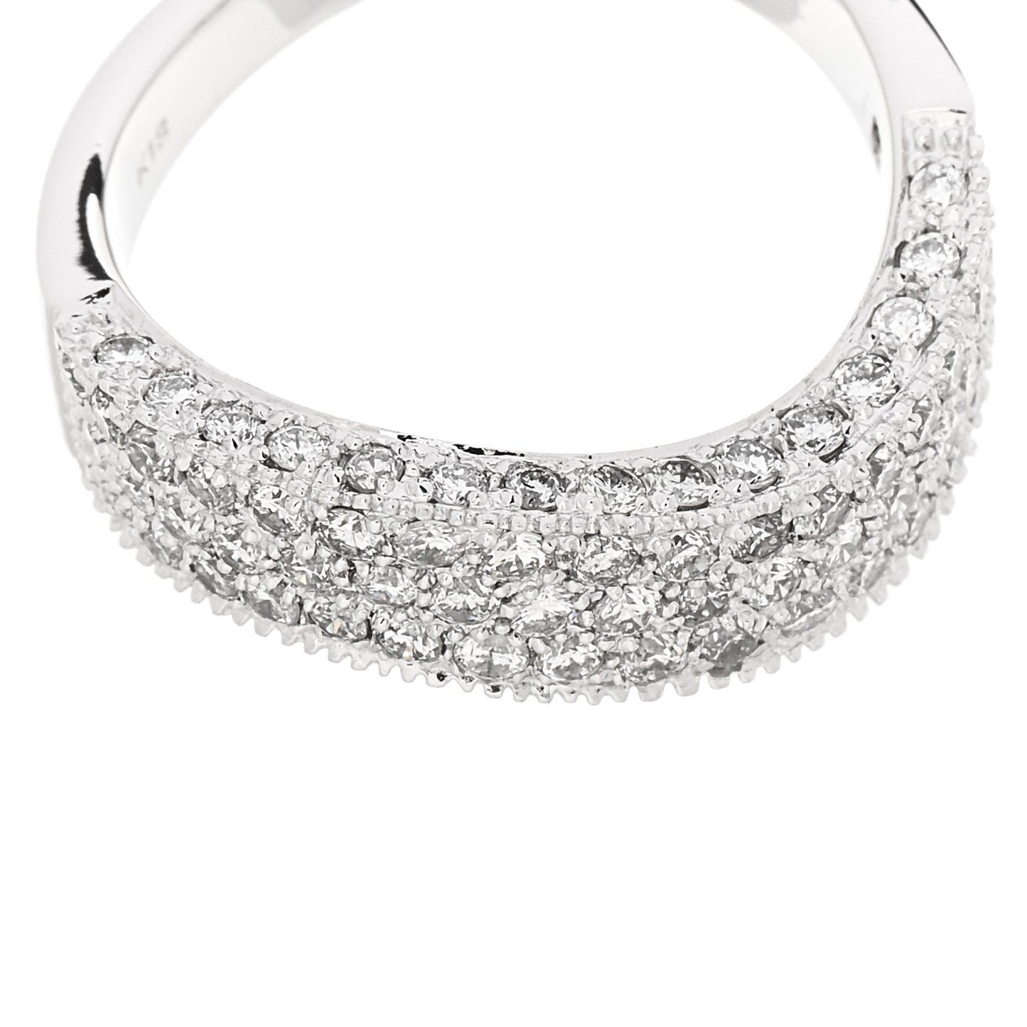 18K White Gold Diamond 1.21ctw Paved Curved Ring 54 6.75