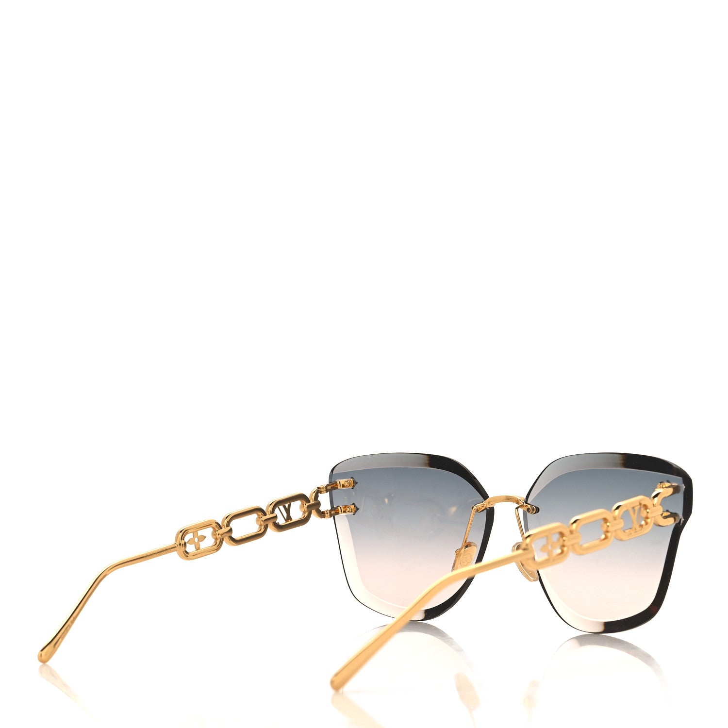 Louis Vuitton Metal Rimless LV Jewel Cat Eye Sunglasses Z1626U Gradient Blue 4 of 7