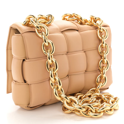 Bottega Veneta Lambskin Maxi Intreccio Padded Chain Cassette Crossbody Bag Almond 3 of 10