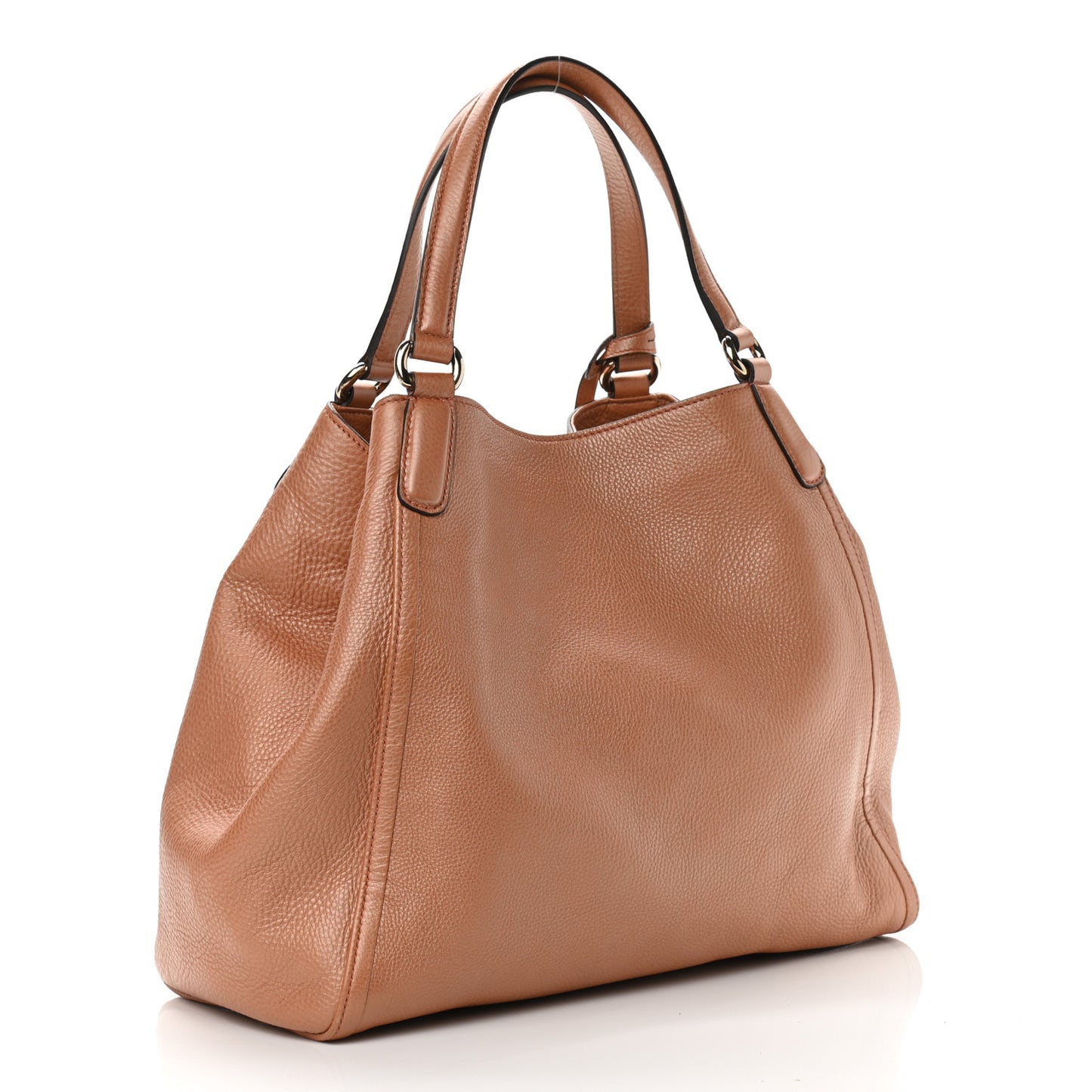 Metallic Pebbled Calfskin Medium Soho Shoulder Bag Pink