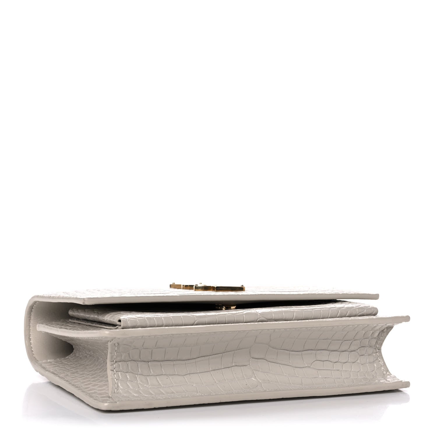 Saint Laurent Calfskin Crocodile Embossed Monogram Sunset Chain Wallet Blanc Vintage 4 of 11
