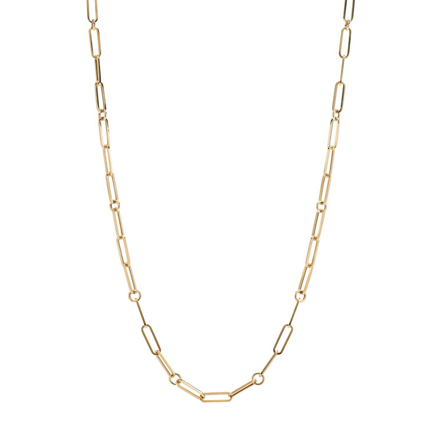 18K Yellow Gold Paper Clip Link Necklace