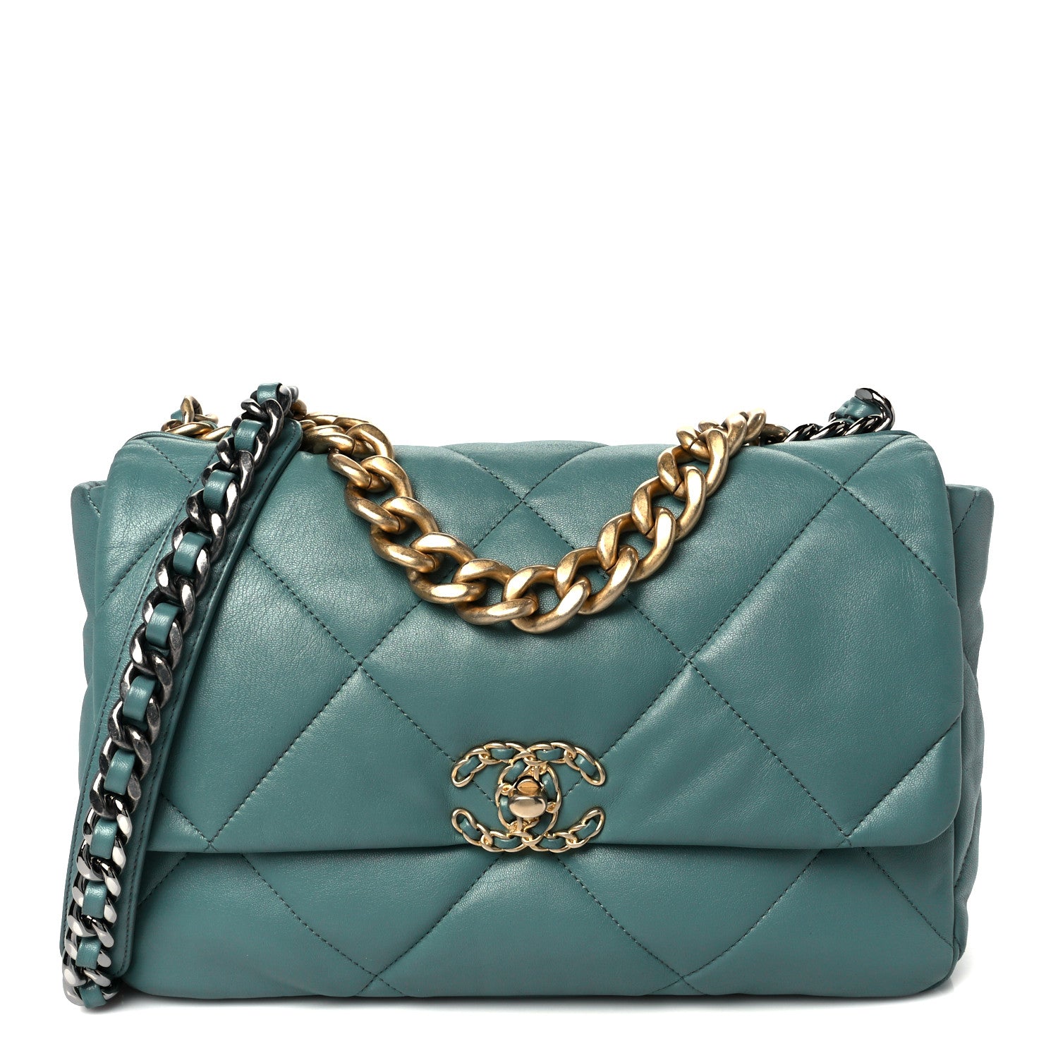 Chanel Lambskin Quilted Large Chanel 19 Flap Light Green 1 of 10