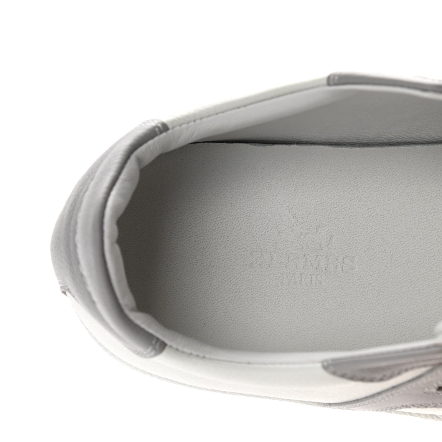 Hermes Epsom Suede Boomerang Sneakers 35.5 White Gris 7 of 8