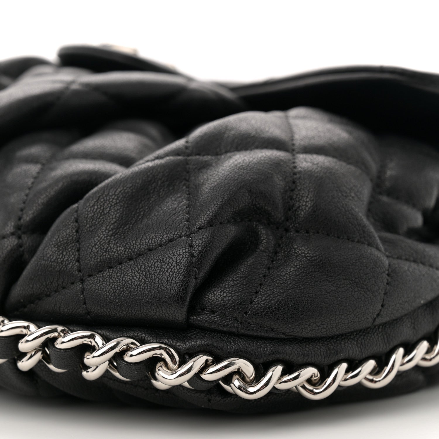 Chanel Washed Lambskin Quilted Mini Chain Around Flap Black 10 of 12