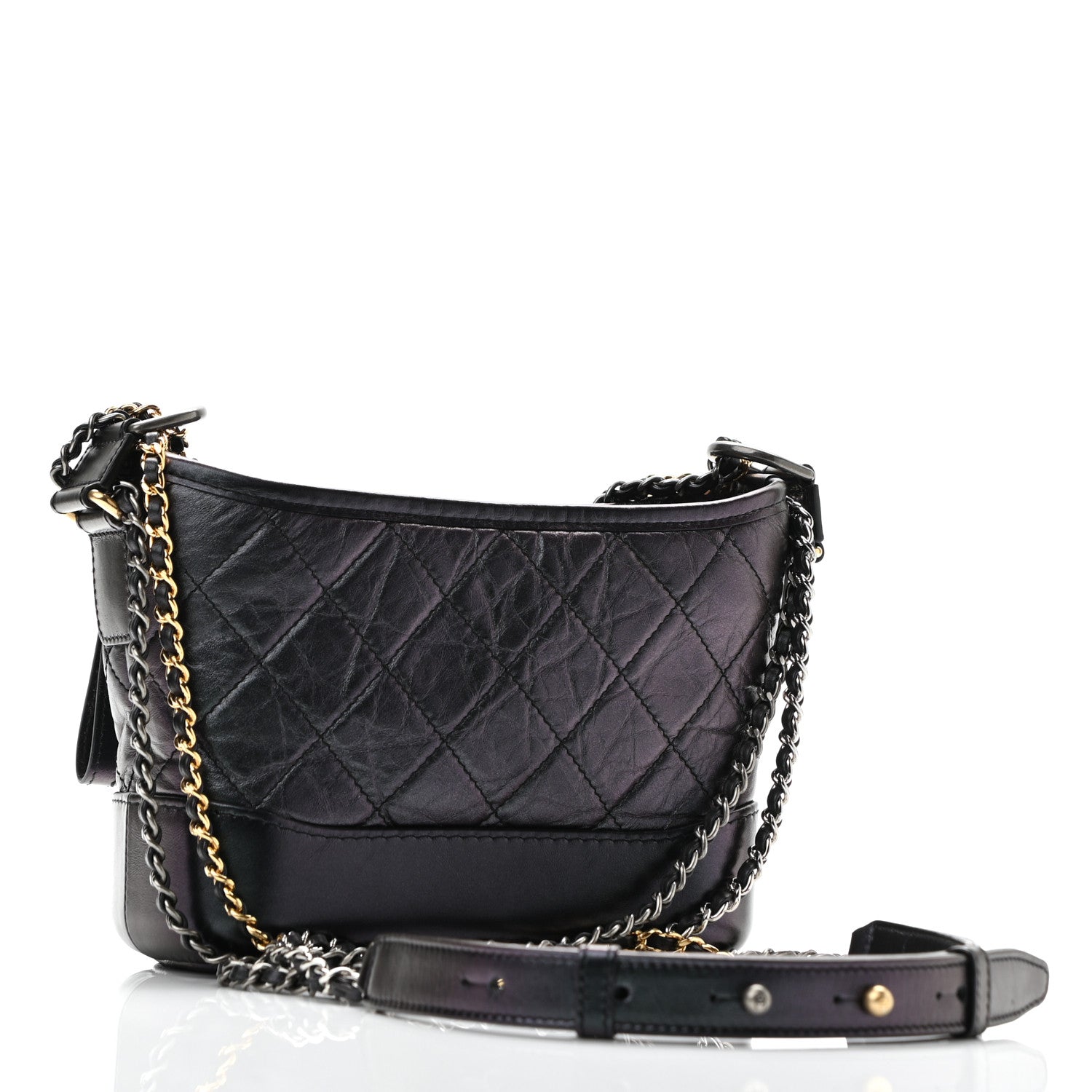 Chanel Iridescent Aged Calfskin Quilted Small Gabrielle Hobo Black 3 of 10