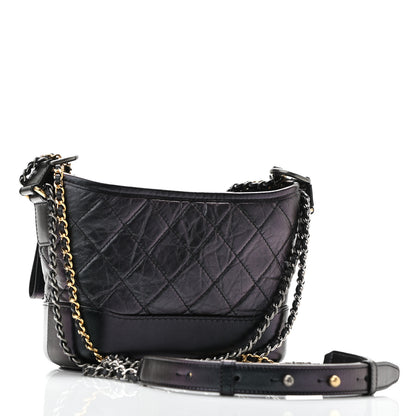 Chanel Iridescent Aged Calfskin Quilted Small Gabrielle Hobo Black 3 of 10