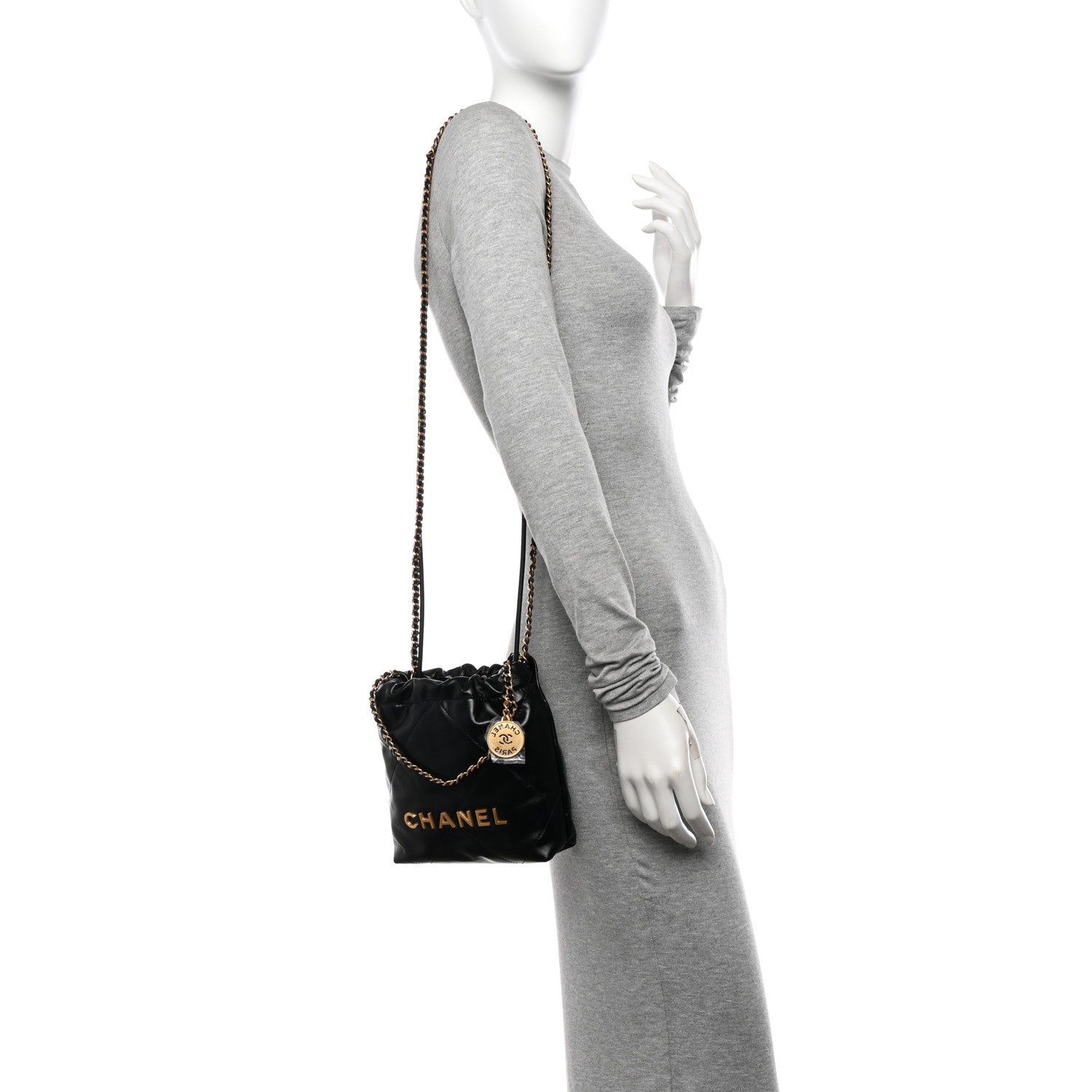 Chanel Shiny Calfskin Quilted Mini Chanel 22 Black 2 of 10