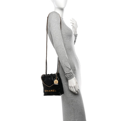 Chanel Shiny Calfskin Quilted Mini Chanel 22 Black 2 of 10