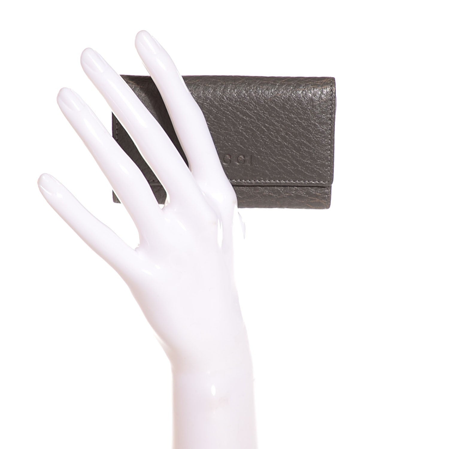 Gucci Leather 6 Key Holder Case Grey 2 of 8