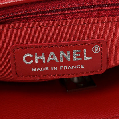 Chanel Caviar Chevron Quilted Large Coco Handle Shopping Tote Red 6 of 10