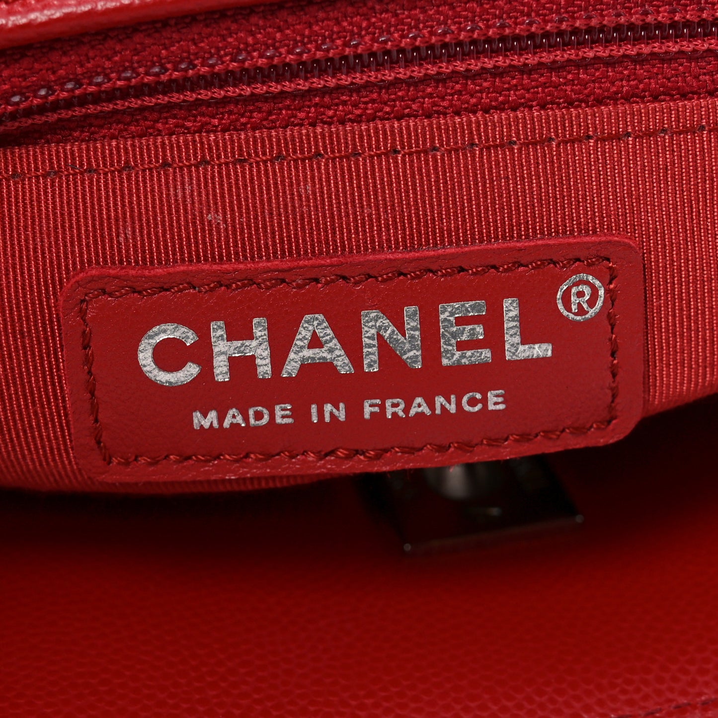 Caviar Chevron Quilted Large Coco Handle Shopping Tote Red