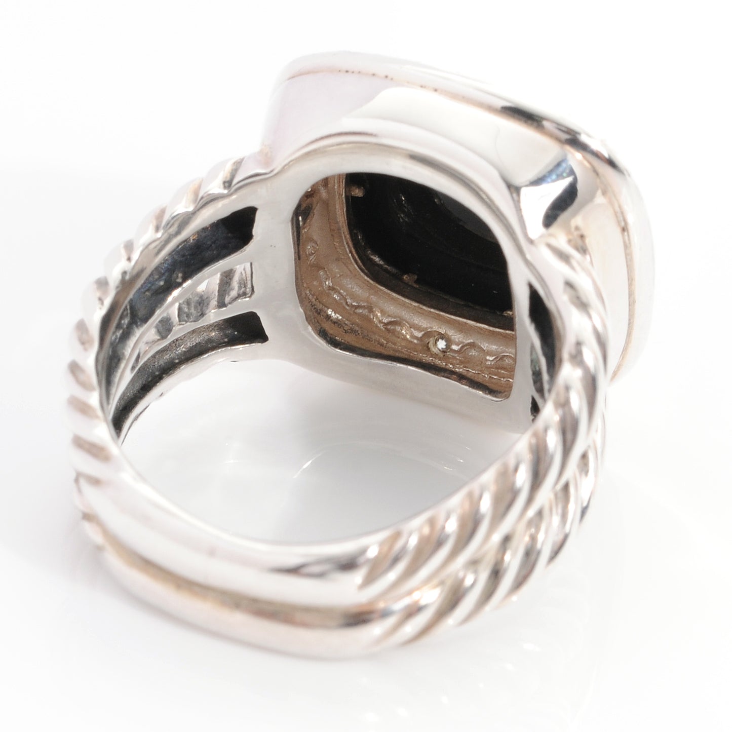 Sterling Silver Diamond Black Onyx 11mm Albion Ring 50 5.5