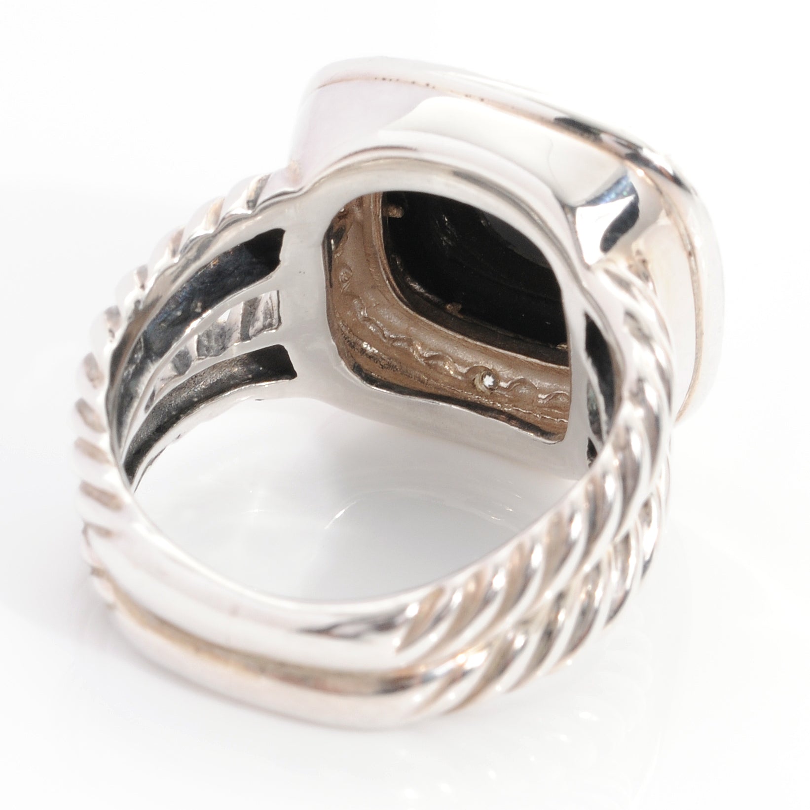 David Yurman Sterling Silver Diamond Black Onyx 11mm Albion Ring 50 5.5 9 of 10