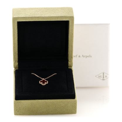 Van Cleef & Arpels 18K Rose Gold Carnelian Sweet Alhambra Pendant Necklace 7 of 7