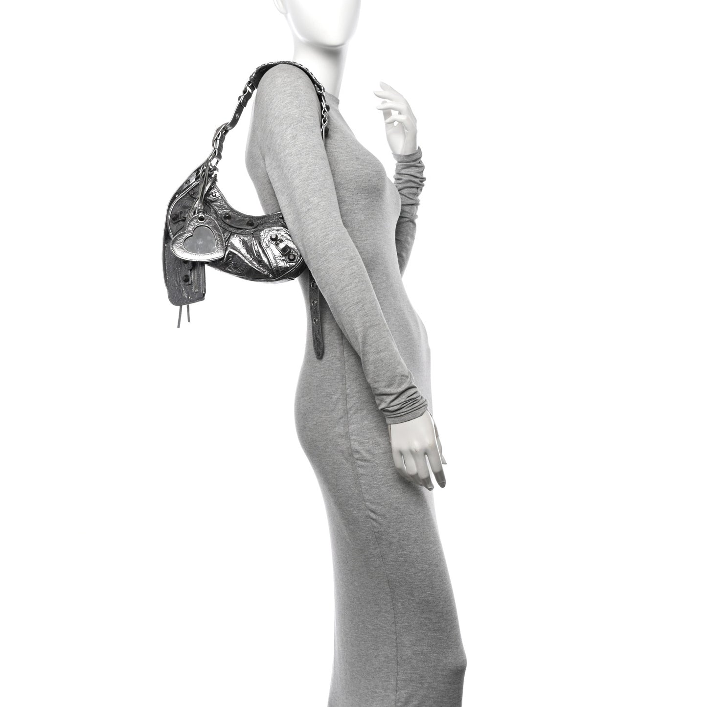 Metallic Agneau Arena Le Cagole Shoulder Bag XS Silver