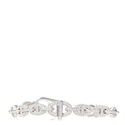 Hermes 18K White Gold Pave Diamond MM Chaine d'Ancre Punk Bracelet SH 4 of 8