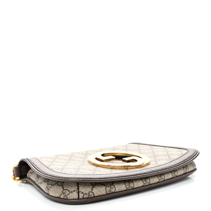 Gucci GG Supreme Monogram Textured Dollar Calfskin Blondie Chain Shoulder Flap Bag Beige Ebony New Acero 4 of 10