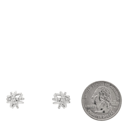 David Yurman Sterling Silver Diamond 11mm Crossover Earrings 2 of 4