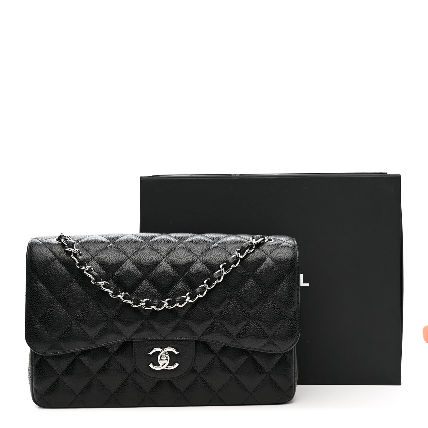 Caviar Quilted Jumbo Double Flap Black