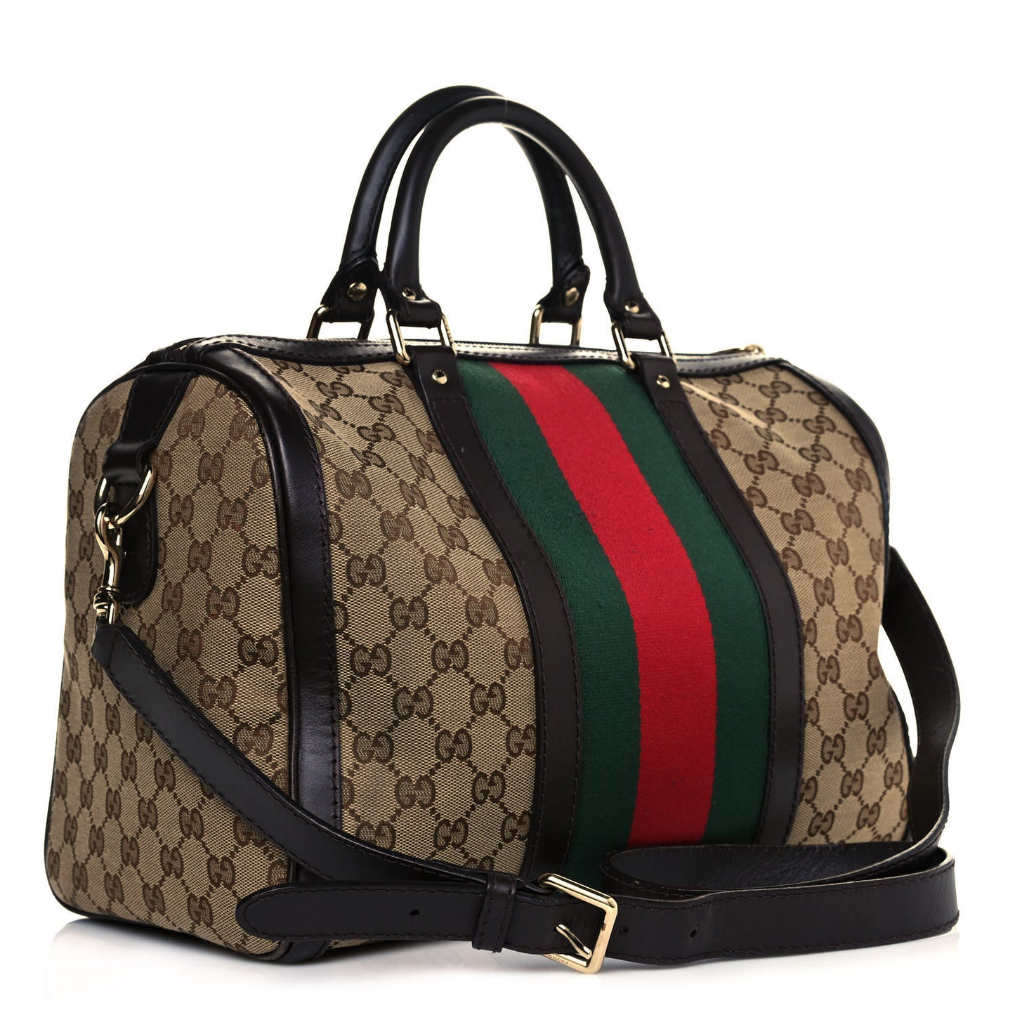 Monogram Vintage Web Medium Boston Dark Brown