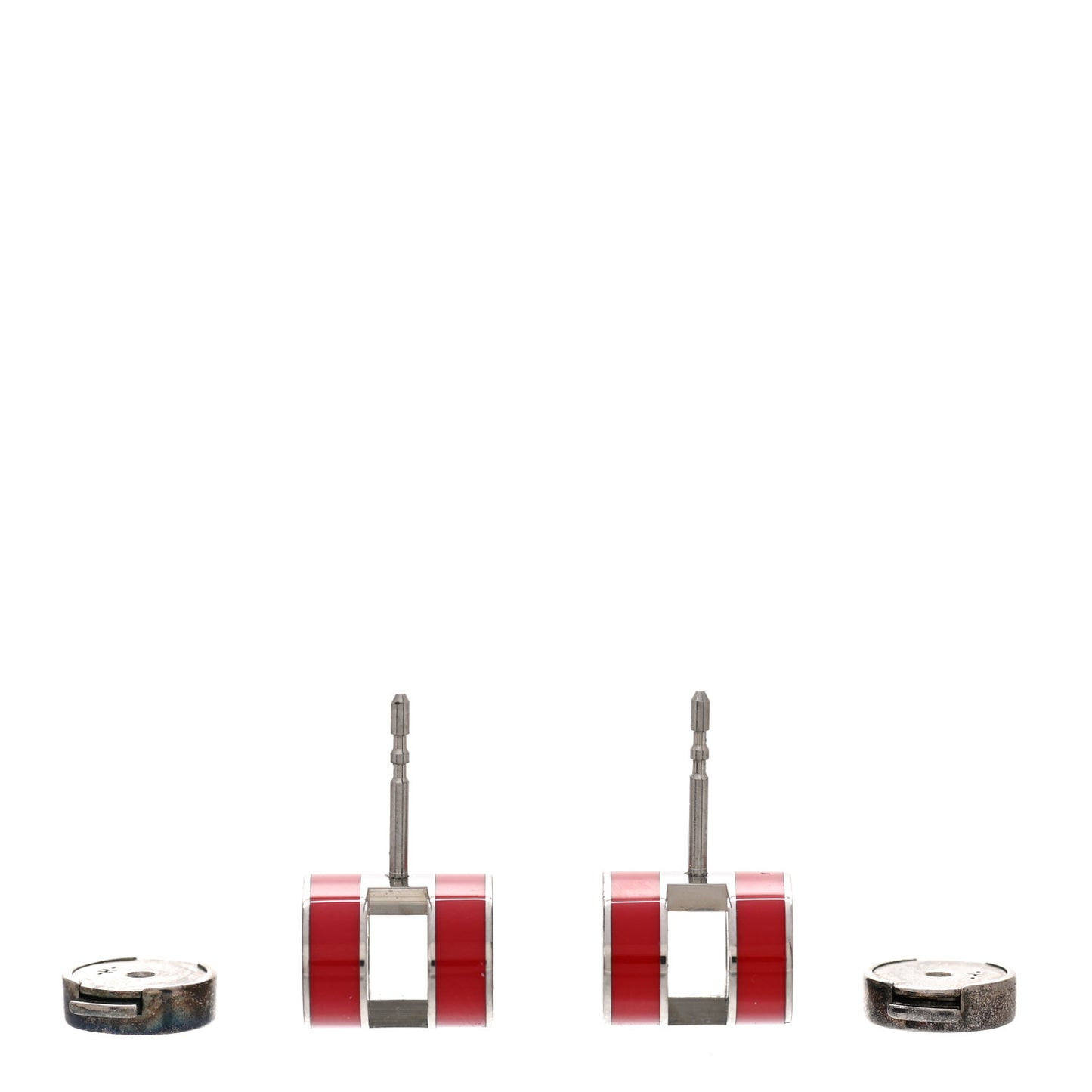 Palladium Lacquered Pop H Earrings Rouge Corail
