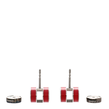 Hermes Palladium Lacquered Pop H Earrings Rouge Corail 3 of 4