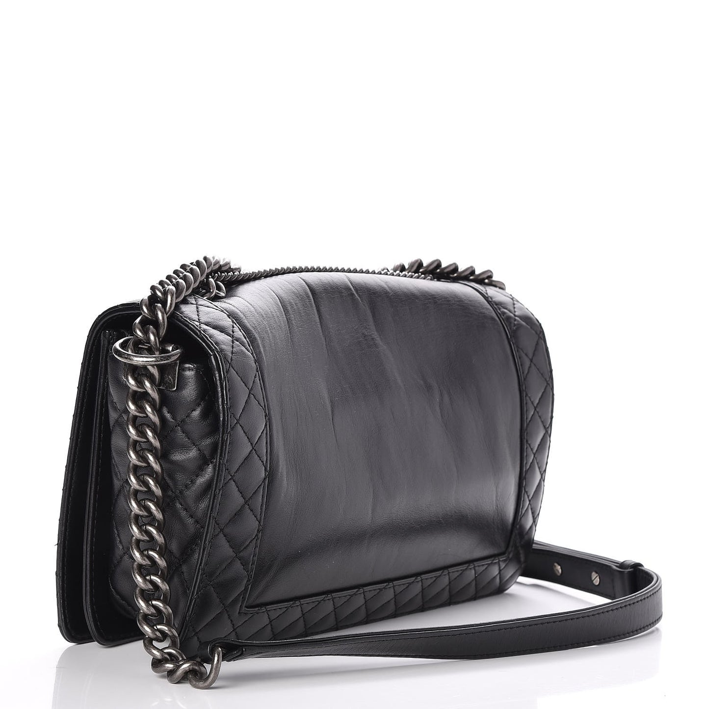 Calfskin Enchained Medium Boy Flap Black