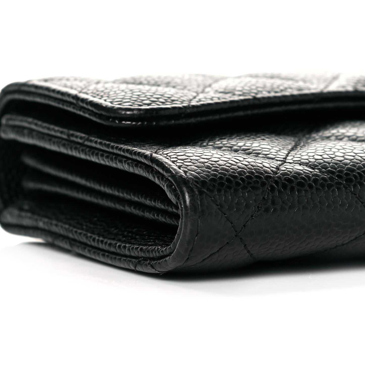 Caviar Quilted Large Flap Wallet Black