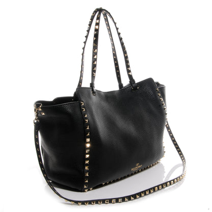 Valentino Garavani Pebbled Calfskin Medium Rockstud Tote Black 3 of 11