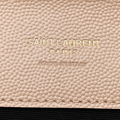 Saint Laurent Grain De Poudre Matelasse Chevron Monogram Envelope Clutch Dark Beige 6 of 8