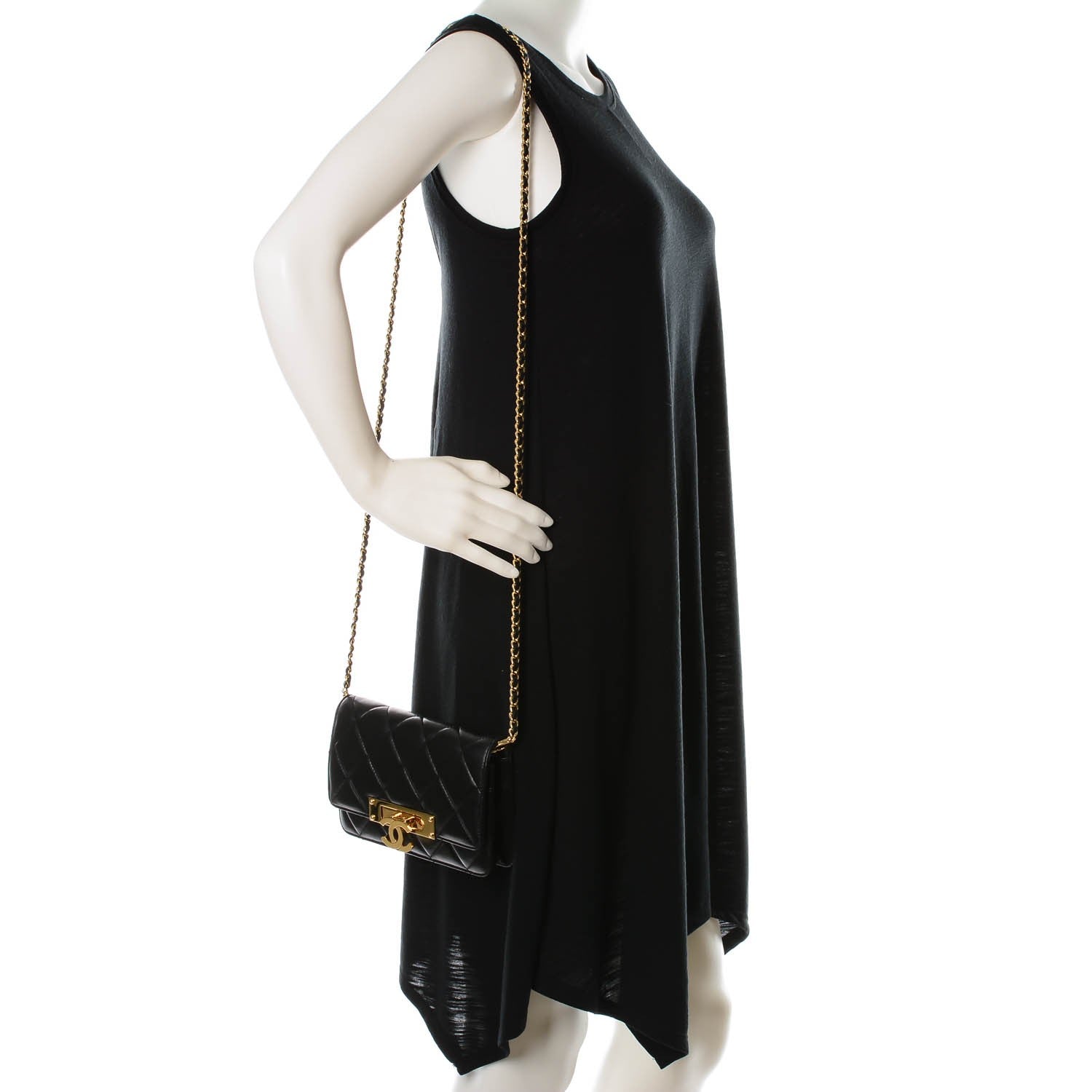 Chanel Lambskin Quilted Golden Class Wallet on Chain WOC Black 2 of 7