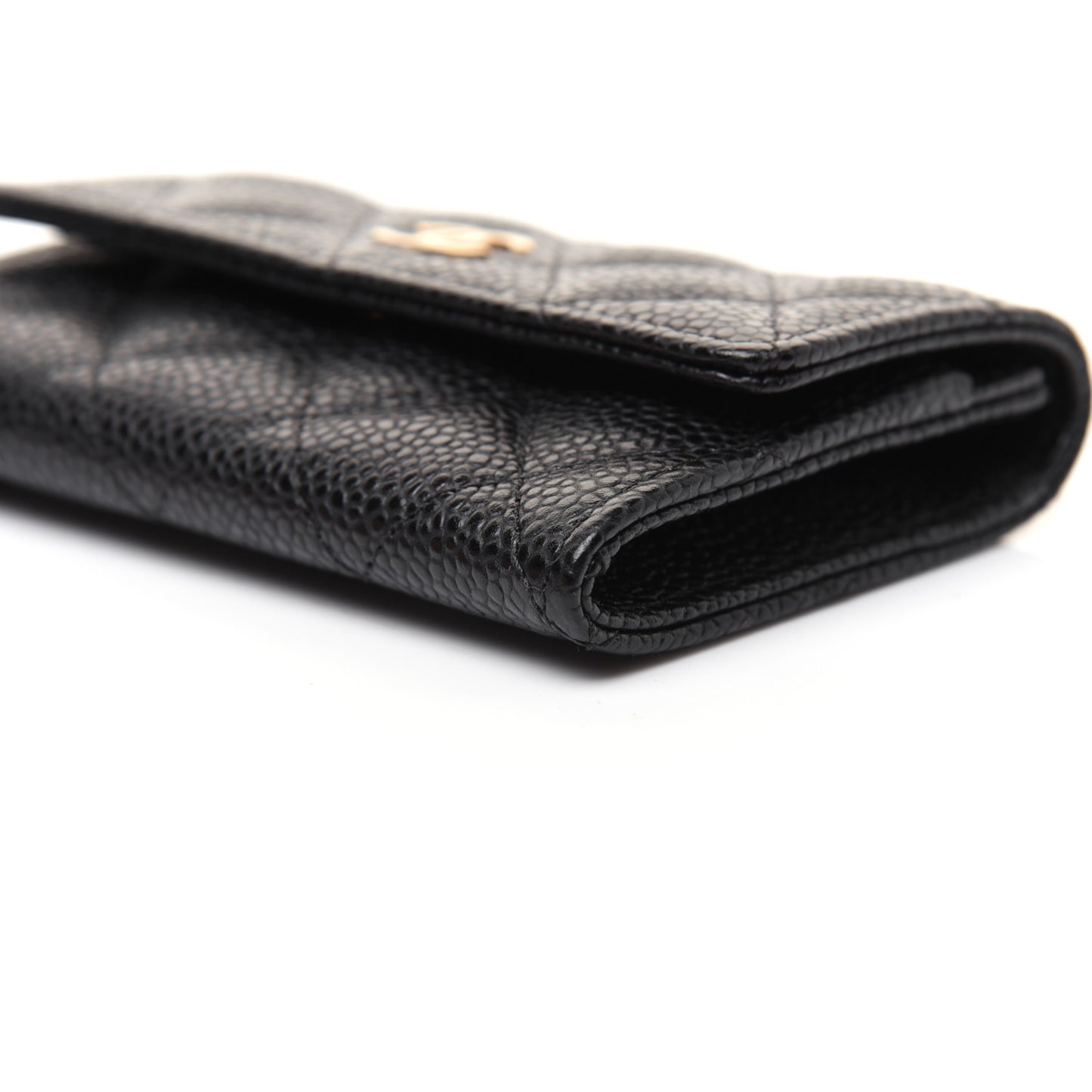 Caviar Quilted Flap Card Holder Black