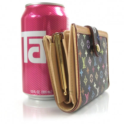 Louis Vuitton Monogram Multicolor French Purse Wallet Black 3 of 9