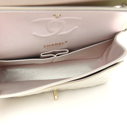 Chanel Iridescent Lambskin Quilted Medium Double Flap Ivory 5 of 9