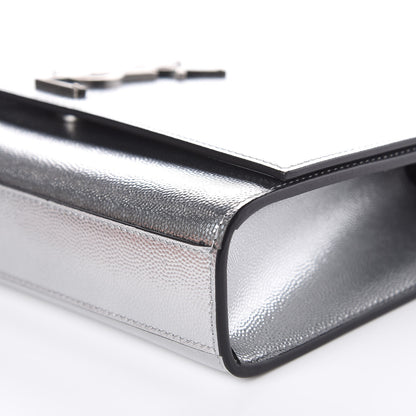 Saint Laurent Metallic Grain De Poudre Medium Classic Monogram Kate Satchel Silver 8 of 8