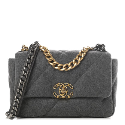 Chanel Wool Quilted Medium Chanel 19 Flap Grey 1 of 4