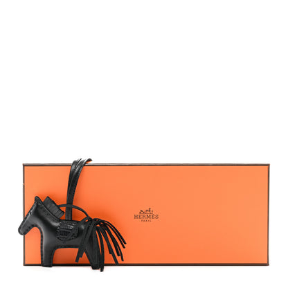 Hermes Milo Lambskin Matte Alligator Touch Grigri Rodeo Horse Bag Charm PM So Black 5 of 5