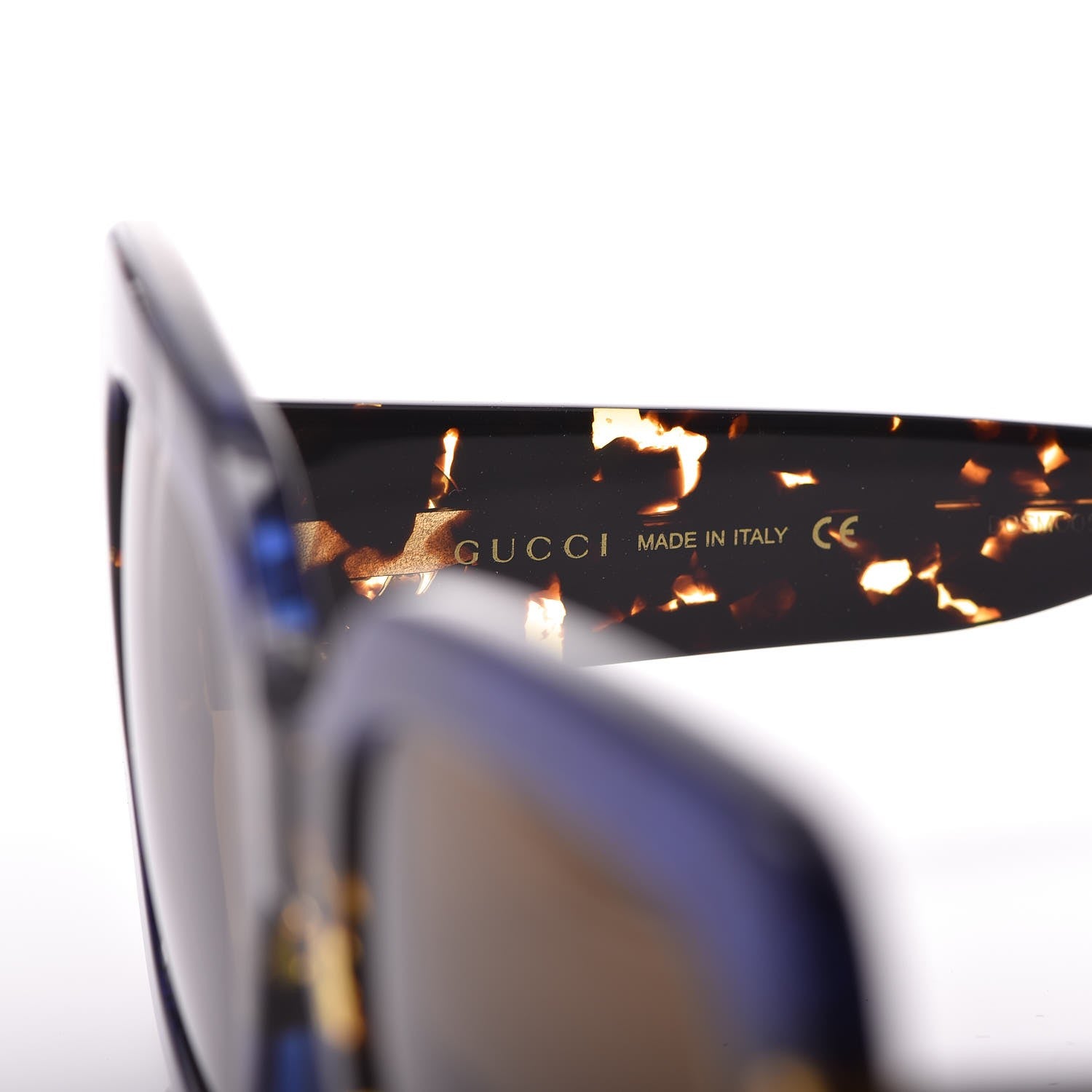 Gucci Square Frame GG0083S Sunglasses Glitter Blue Havana Brown 6 of 8