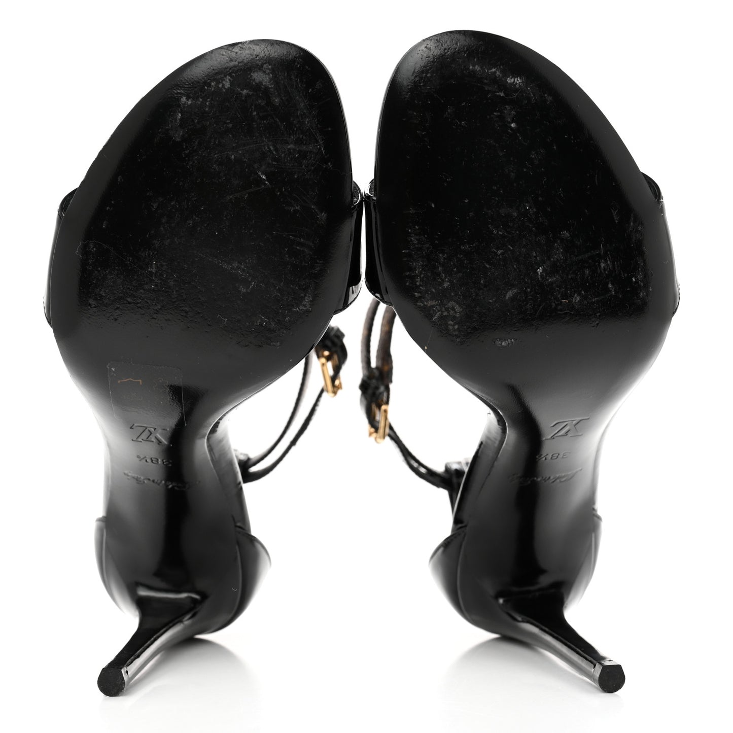 Patent Monogram Call Back Sandals 38.5 Black