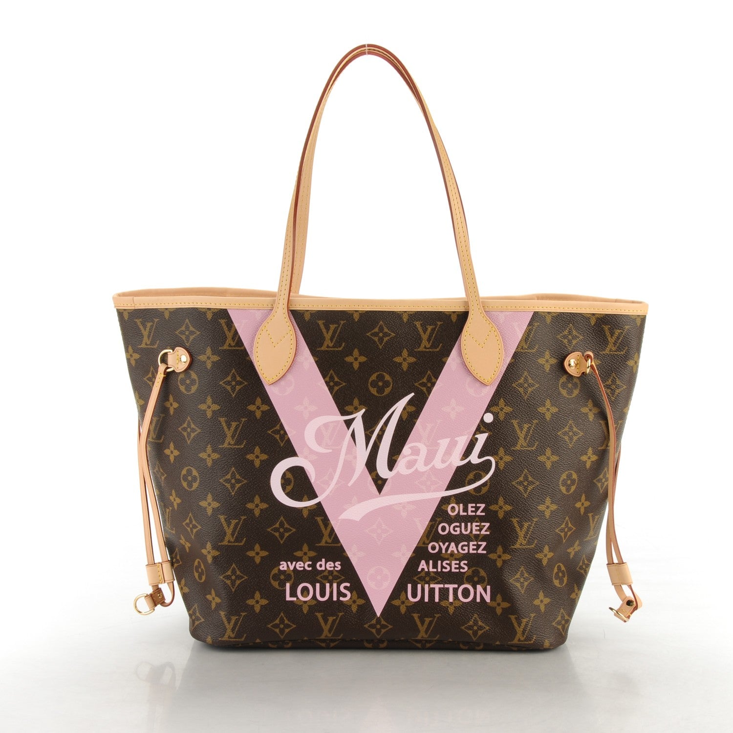 Louis Vuitton Monogram Maui V Neverfull MM Rose Ballerine 3 of 10