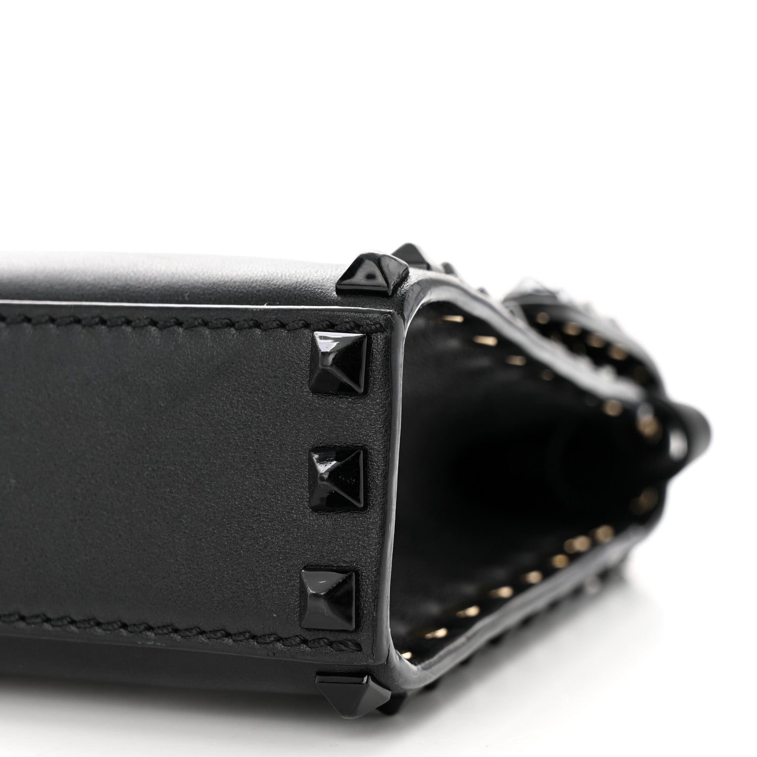 Valentino Garavani Vitello Monochrome Medium Rockstud Flip Lock Crossbody Bag Black 9 of 11