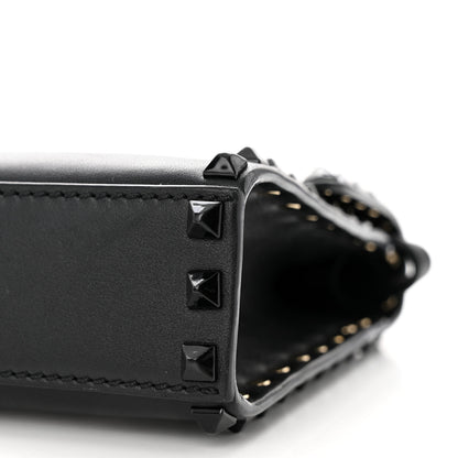 Valentino Garavani Vitello Monochrome Medium Rockstud Flip Lock Crossbody Bag Black 9 of 11