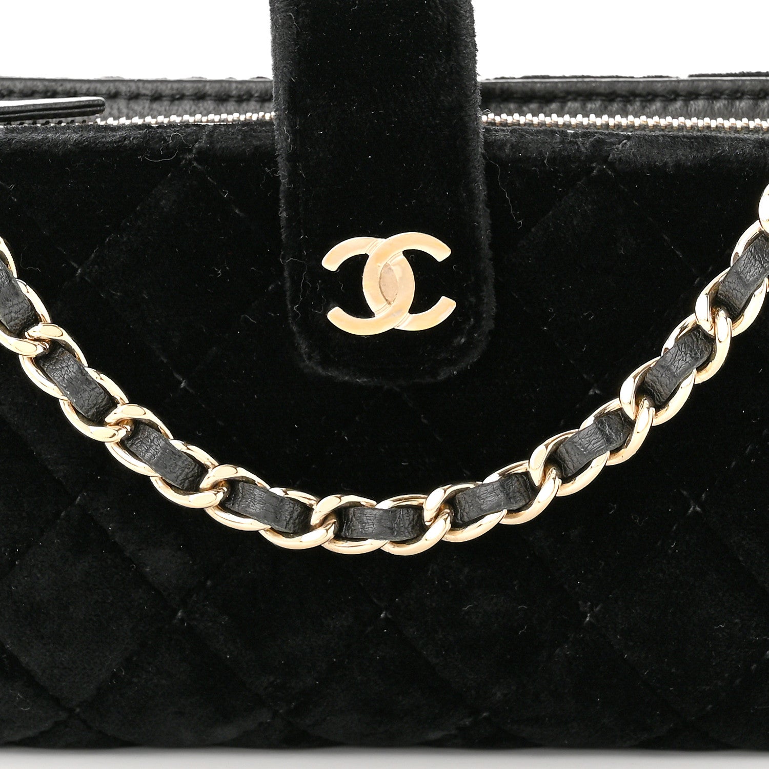 Chanel Velvet Quilted Small Clutch With Chain Black 9 of 12