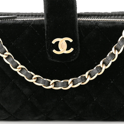 Chanel Velvet Quilted Small Clutch With Chain Black 9 of 12
