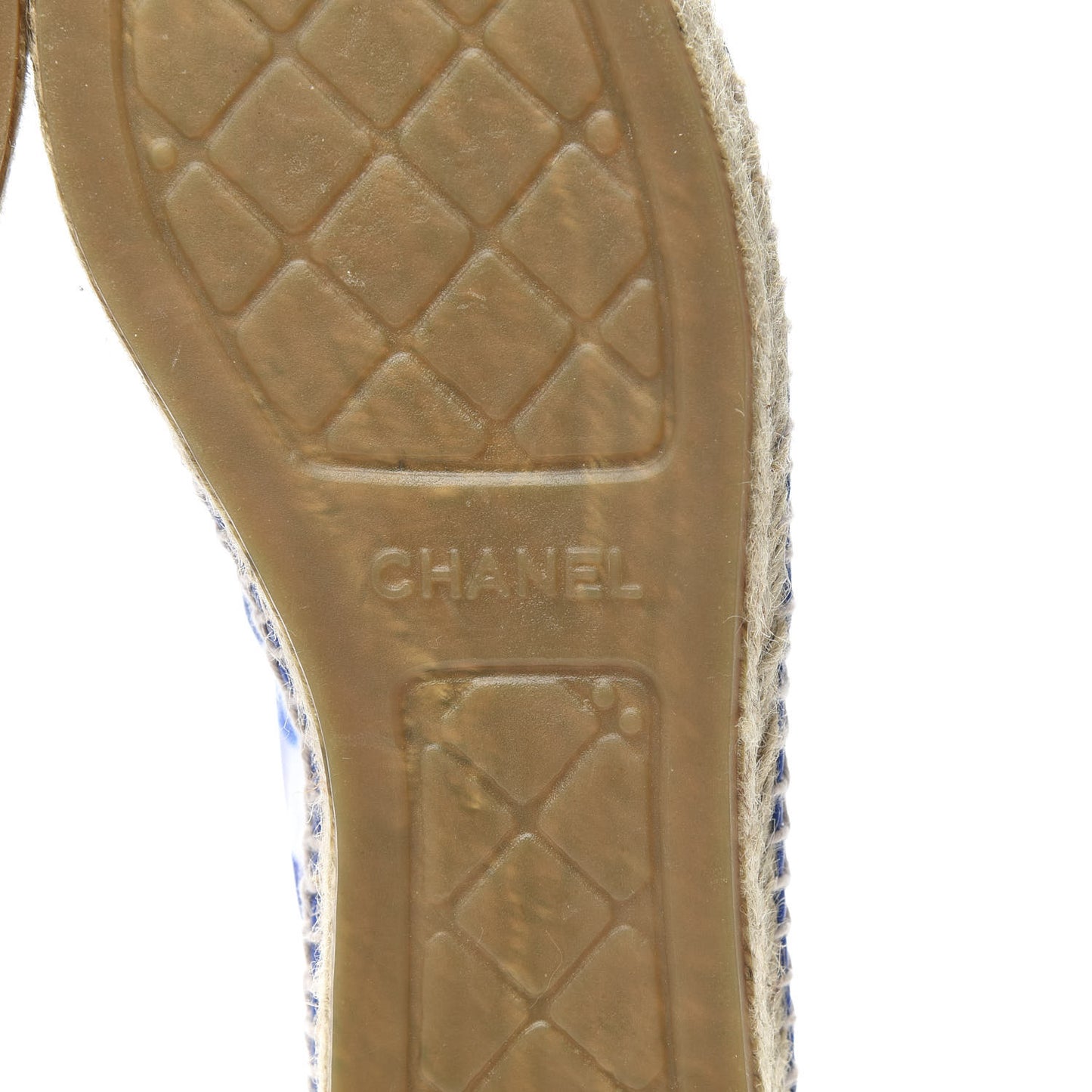 Mesh Lambskin Plaid Print CC Espadrilles 40 Blue White Red