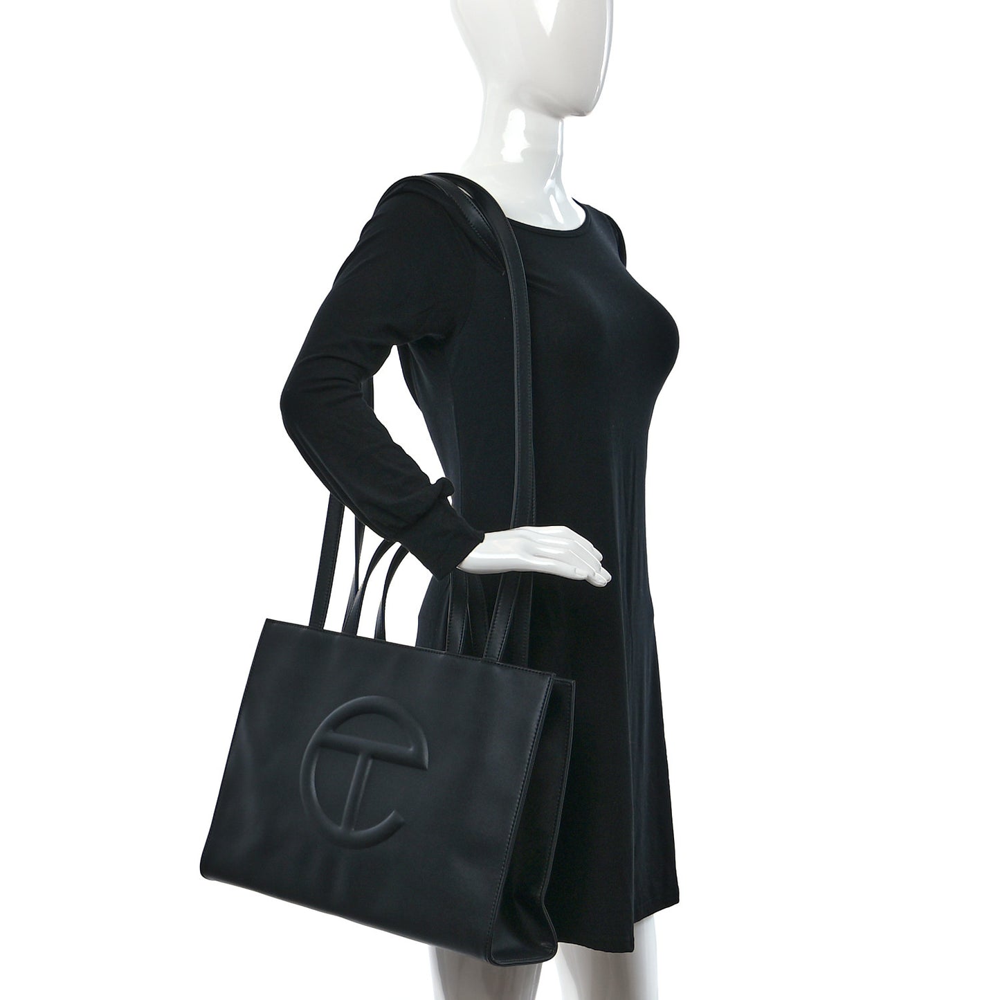 Vegan Leather Medium Shopping Bag Black