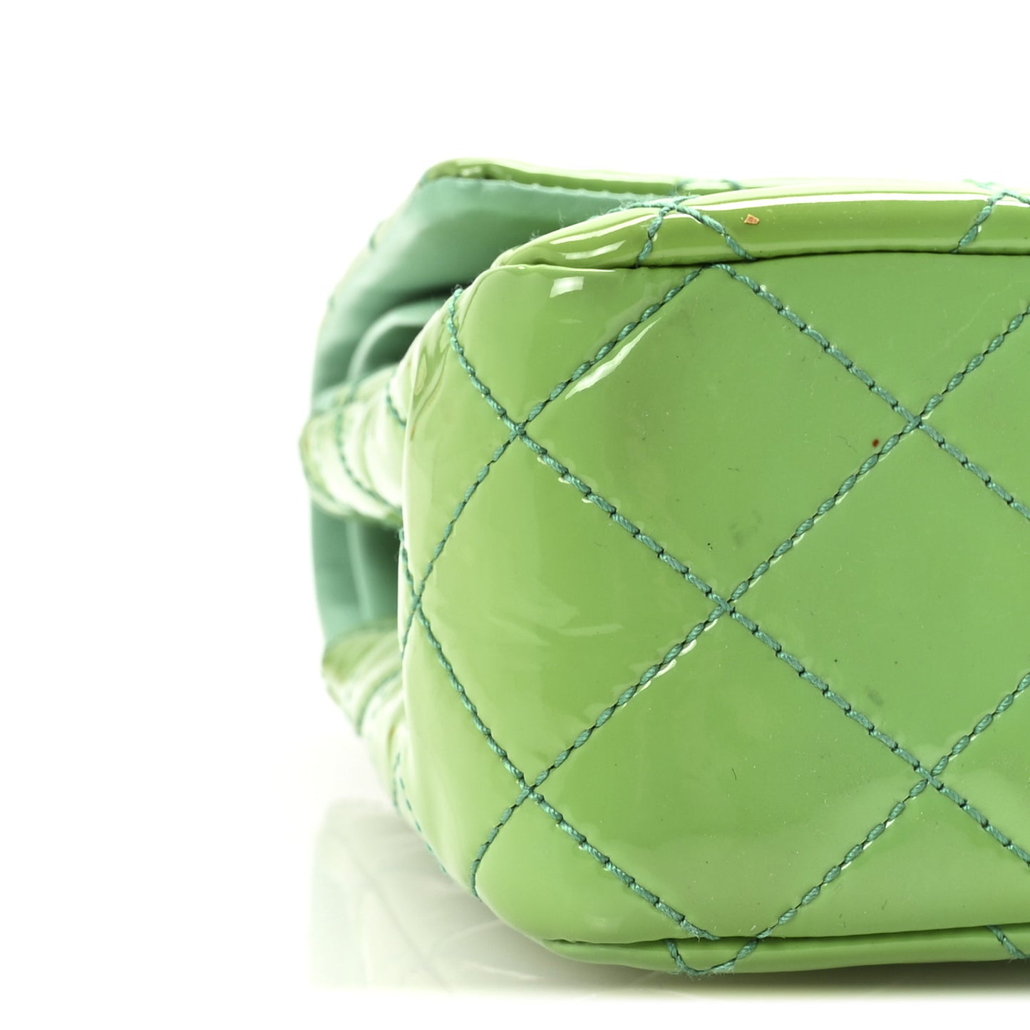 Patent Quilted Medium Double Flap Green
