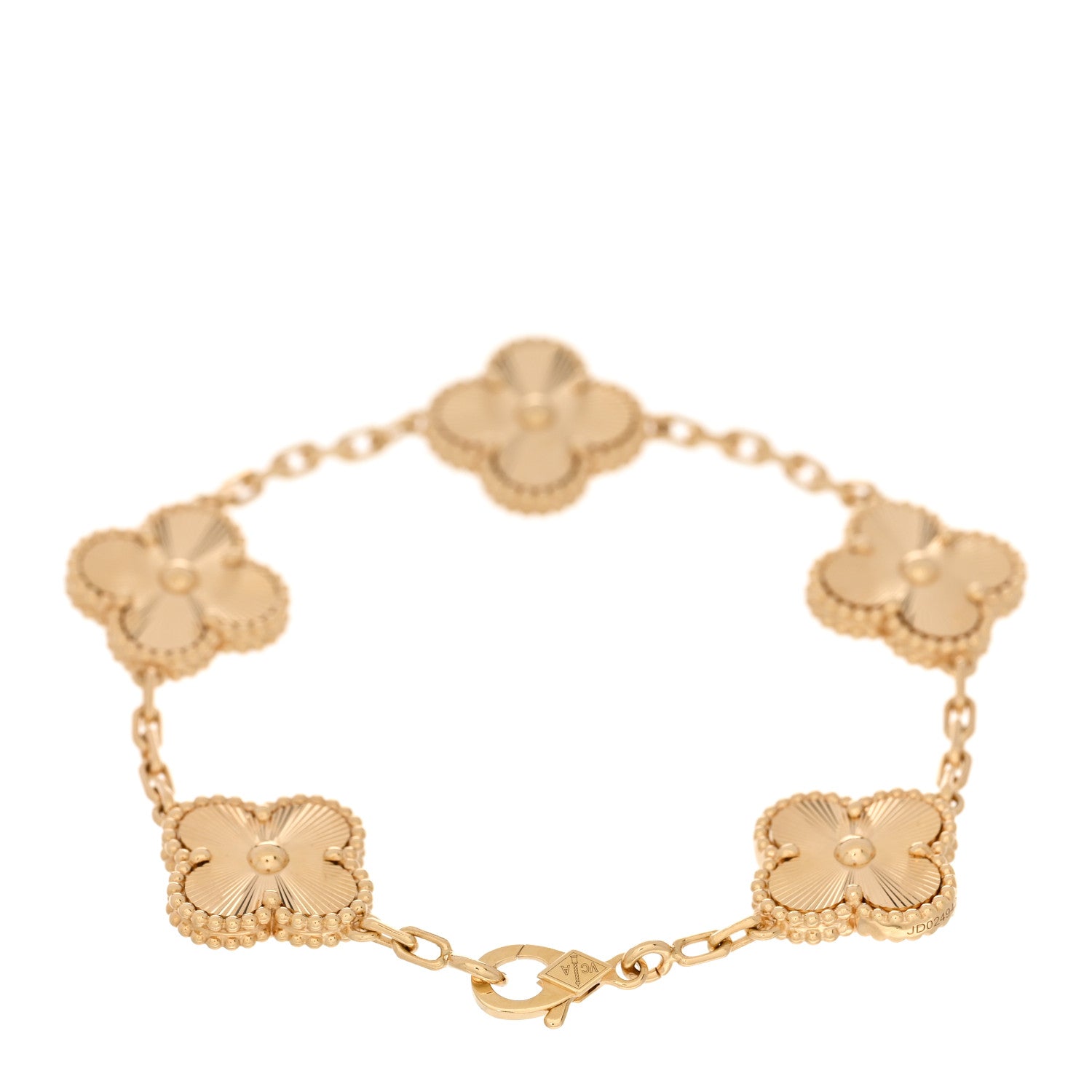 Van Cleef & Arpels 18K Yellow Gold 5 Motifs Guilloche Vintage Alhambra Bracelet 2 of 4